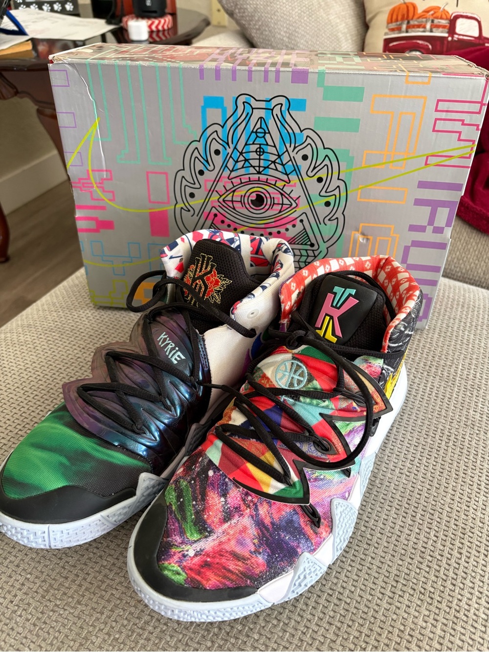 Nike Kyrie Multicolor Athletic Basketball Shoes - Green, Purple, Pink & Black